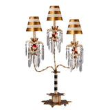 Elegance in Stripes: Birdland 3-Arm Table Lamp with Crystal Accents