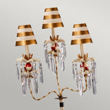Elegance in Stripes: Birdland 3-Arm Table Lamp with Crystal Accents