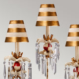 Elegance in Stripes: Birdland 3-Arm Table Lamp with Crystal Accents