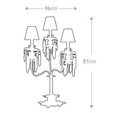 Elegance in Stripes: Birdland 3-Arm Table Lamp with Crystal Accents