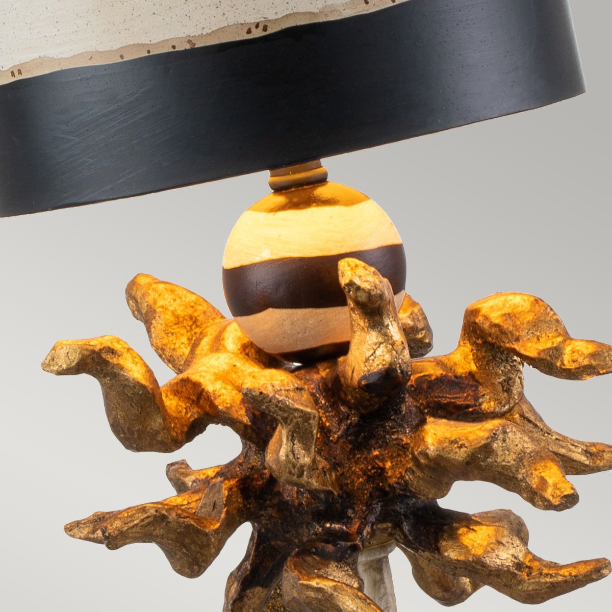 Dominique Gold Leaf and Zebra Striped Table Lamp with Star Base