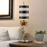 Dominique Gold Leaf and Zebra Striped Table Lamp with Star Base