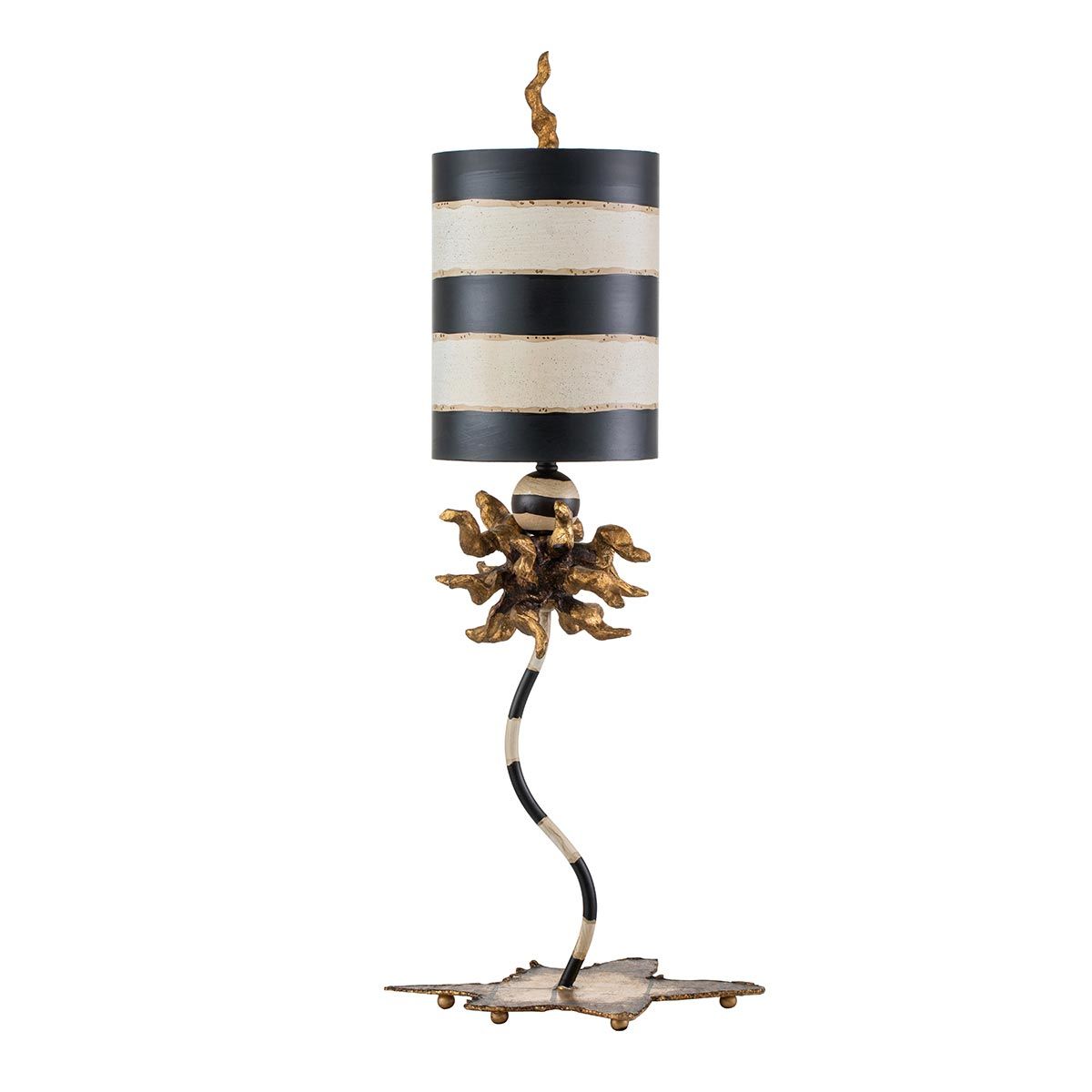 Dominique Gold Leaf and Zebra Striped Table Lamp with Star Base