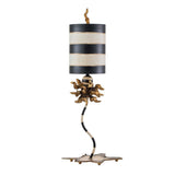 Dominique Gold Leaf and Zebra Striped Table Lamp with Star Base