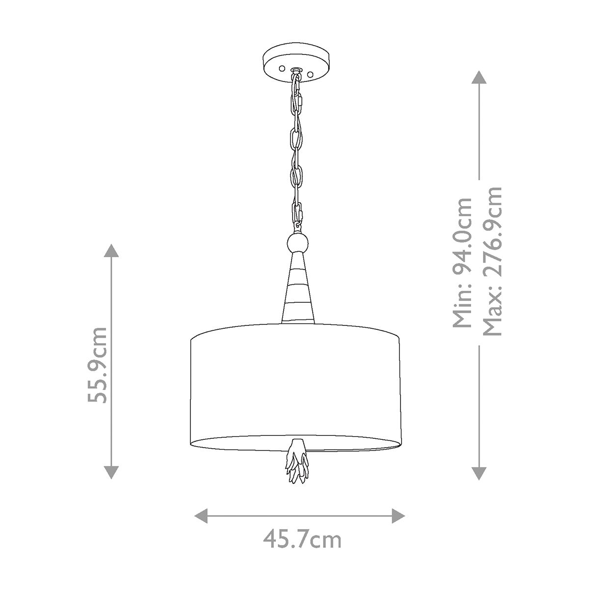 Flambeau Mardi Gras Inspired Black, Cream, and Gold Two-Light Pendant