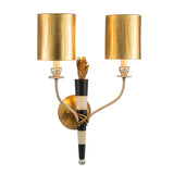 Zebra Striped Wall Light with Gold Cylindrical Shades