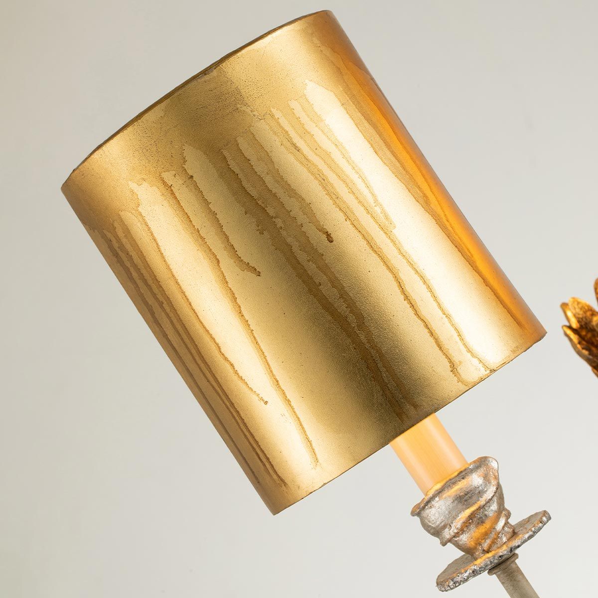Zebra Striped Wall Light with Gold Cylindrical Shades