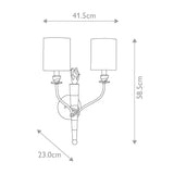 Zebra Striped Wall Light with Gold Cylindrical Shades