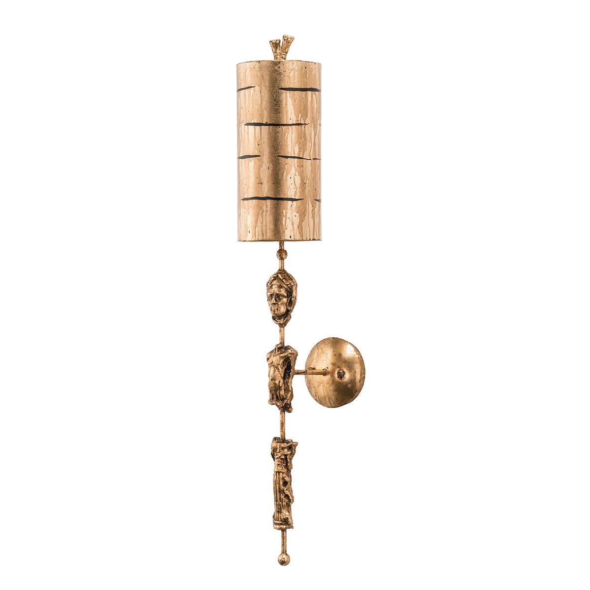 Gothic Elegance Gold Leaf Cylinder Wall Sconce Light