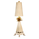 Leda Table Lamp with Cream Patina and Gold Leaf Accents - Shade Included