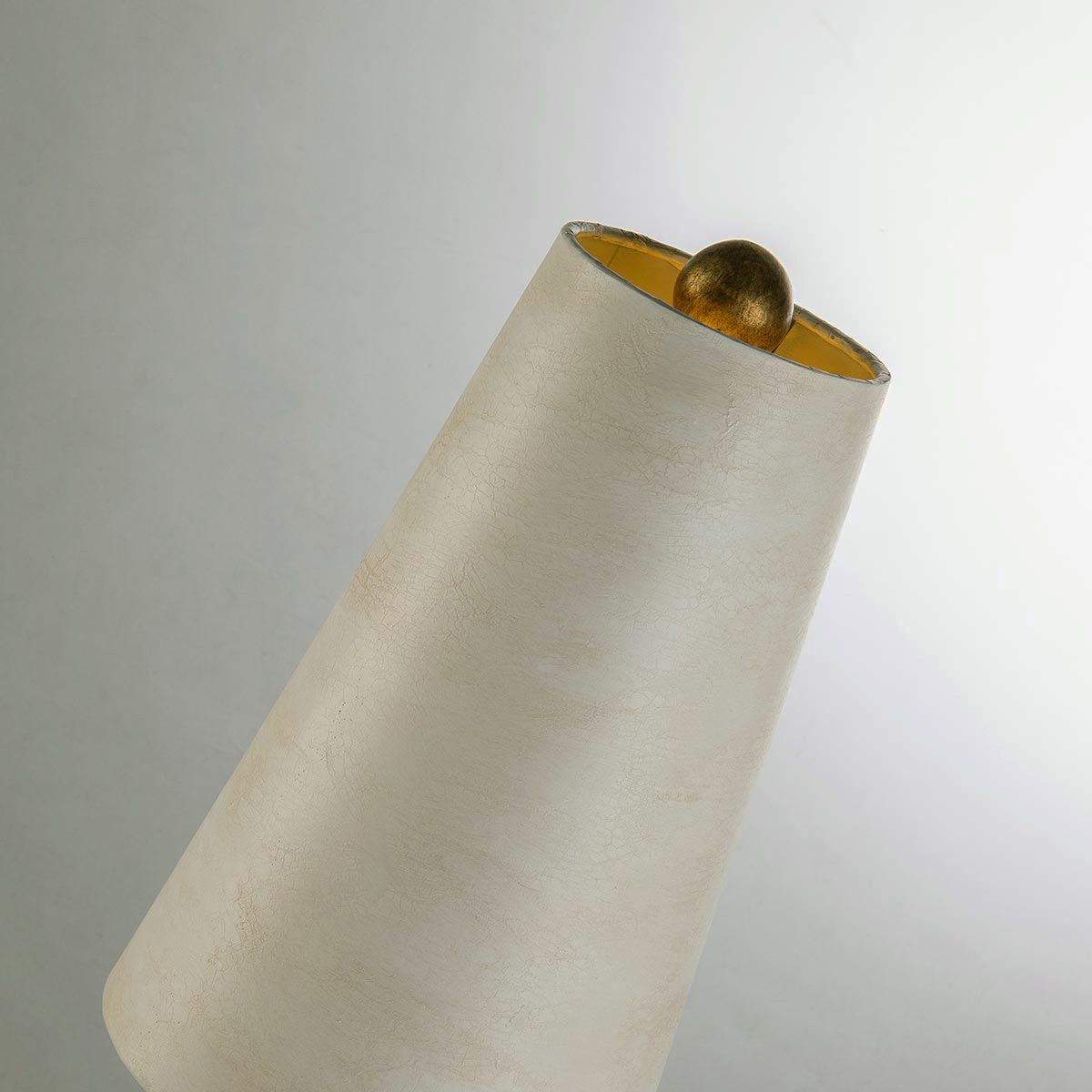 Leda Table Lamp with Cream Patina and Gold Leaf Accents - Shade Included