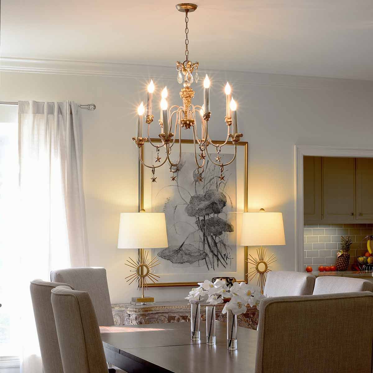 Mignon Gold and Silver Luxe Chandelier with Crystal Star Accents