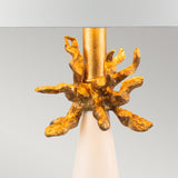 Elegant Neo White and Gold Leaf Table Lamp with Cylinder Shade