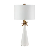 Elegant Neo White and Gold Leaf Table Lamp with Cylinder Shade