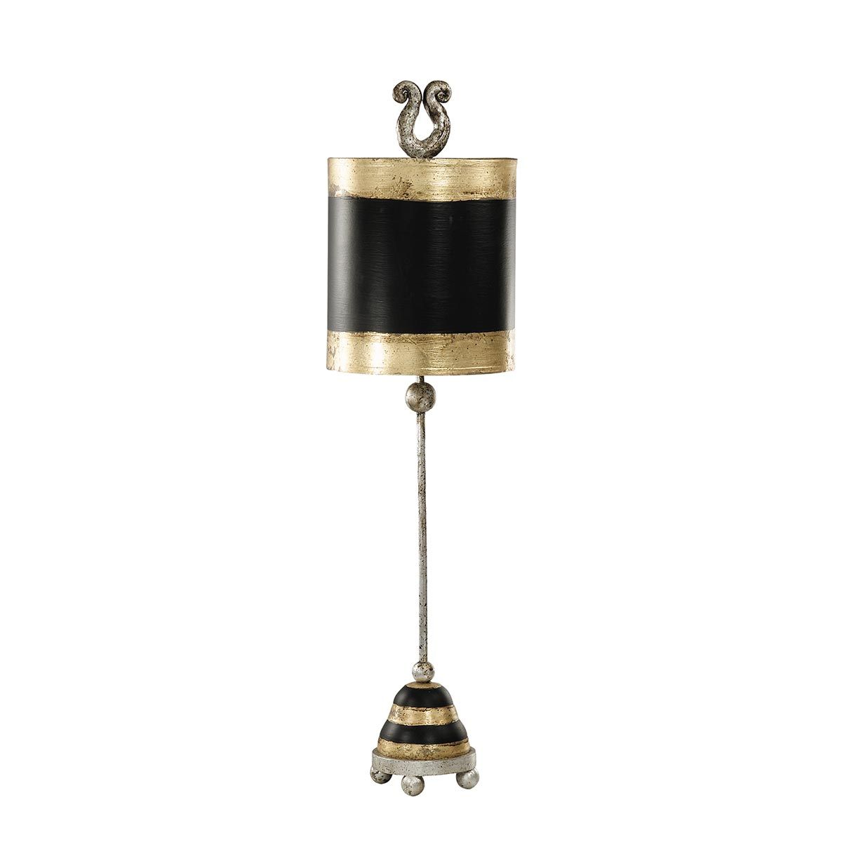 Elegant Silver and Gold Phoenician Table Lamp with Black Shade