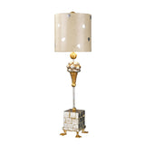 Elegant Pompadour Duck-Feet Table Lamp with Cream and Silver Shade