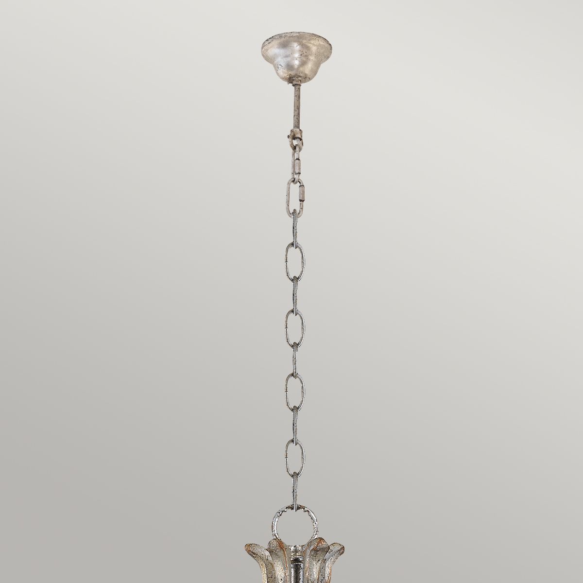 Remi Ornate Gothic Chandelier in Silver with Ivory and Crackle Shades
