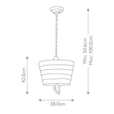 South Beach Black and Putty Striped Ceiling Pendant Lamp with Gold Palm Accents