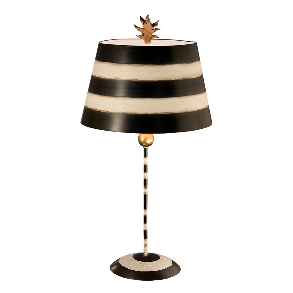 Tropical Elegance Table Lamp - Black and Cream with Gold Accents