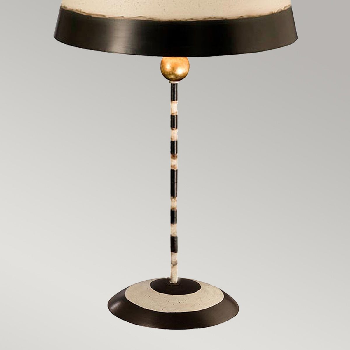 Tropical Elegance Table Lamp - Black and Cream with Gold Accents