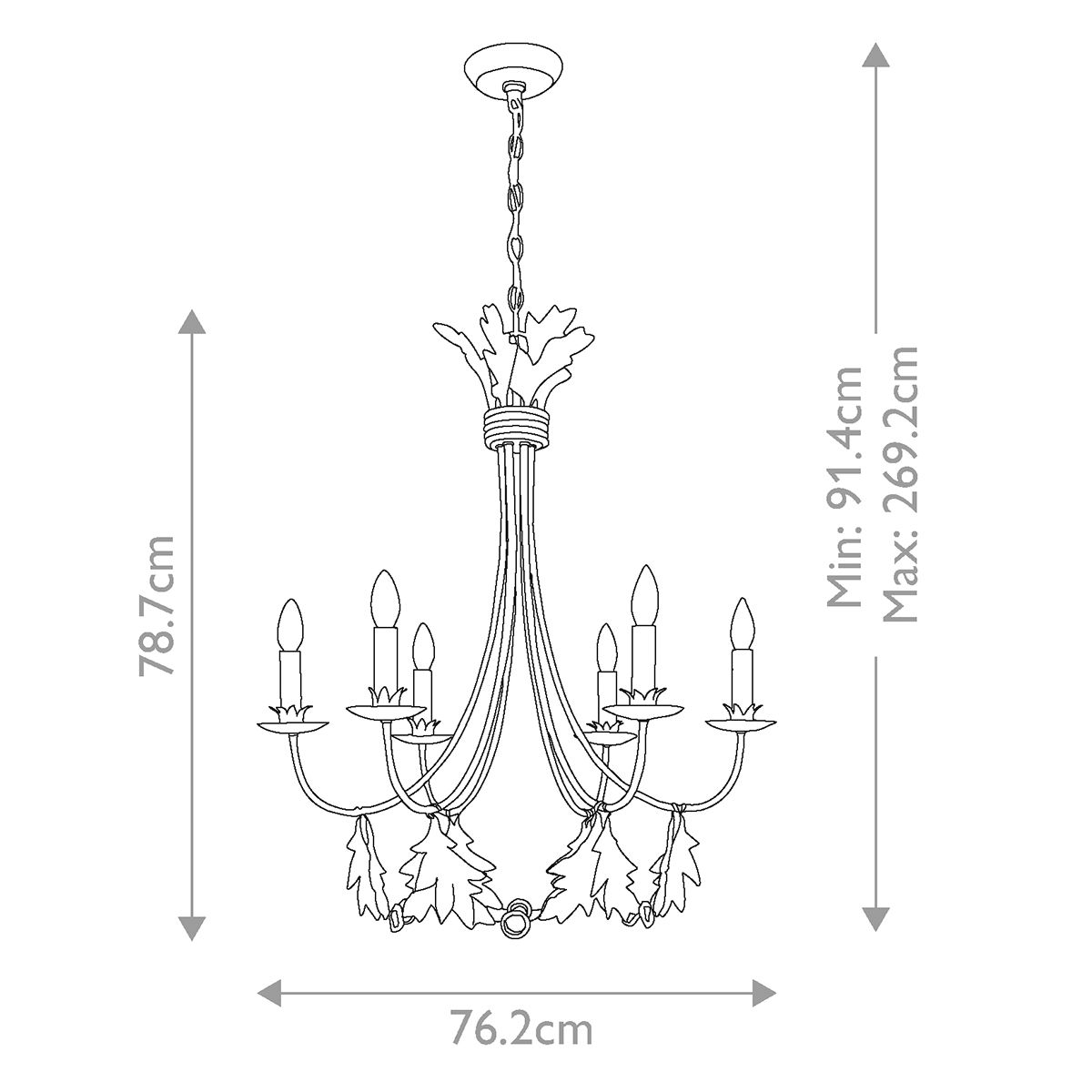 Gilded Gold Sweet Olive Chandelier with Six Lights