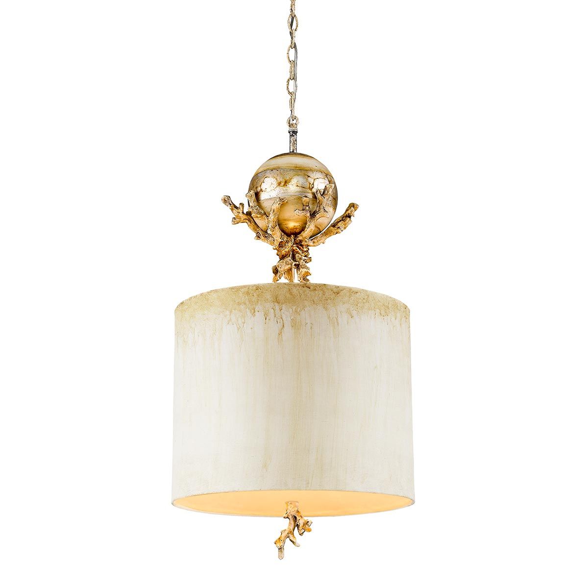 Trellis Pendant Light in Putty Patina and Silver Leaf Finish