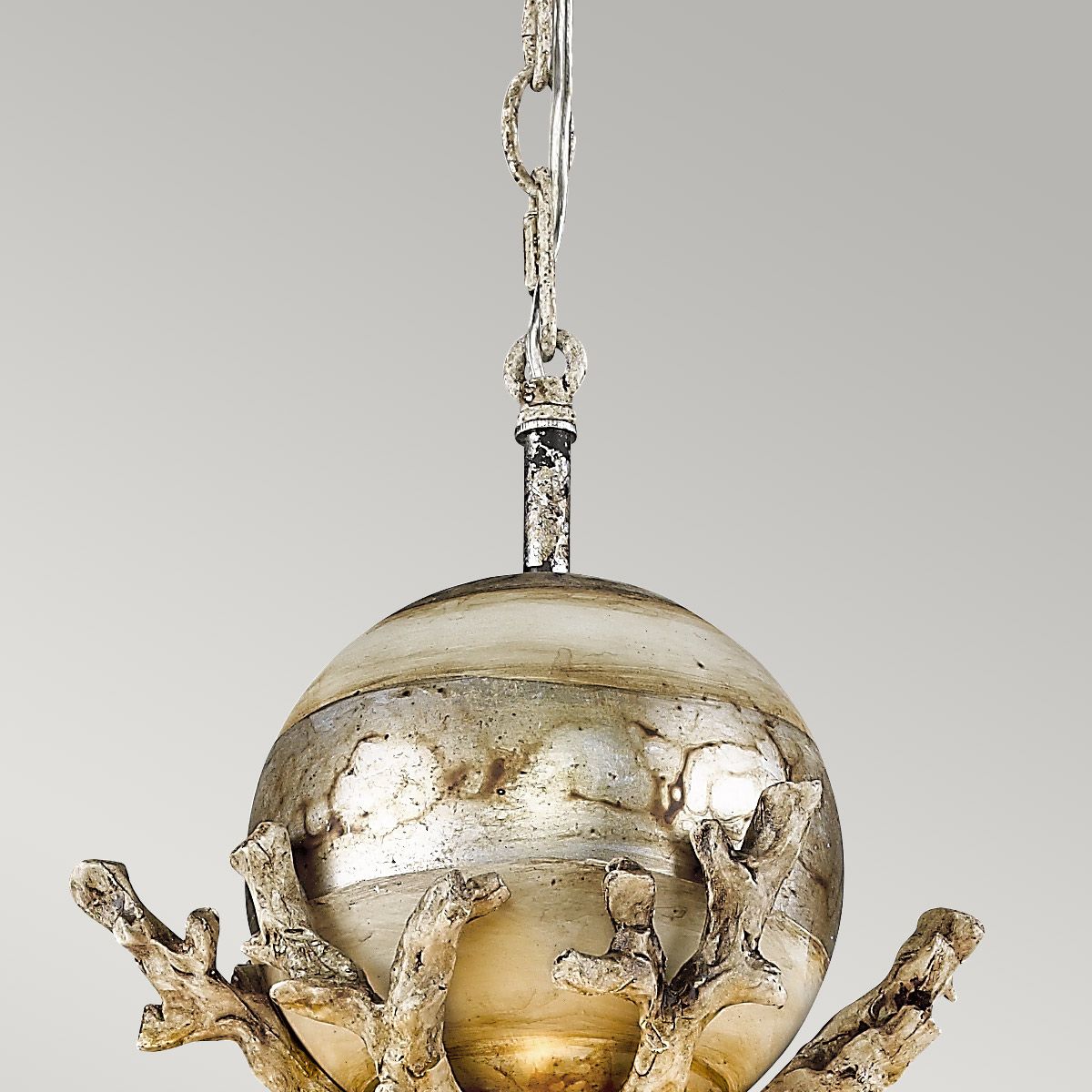 Trellis Pendant Light in Putty Patina and Silver Leaf Finish