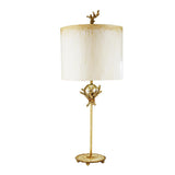 Putty Patina & Silver Leaf Table Lamp with Hand-Painted Trellis Design
