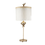 Putty Patina & Silver Leaf Table Lamp with Hand-Painted Trellis Design