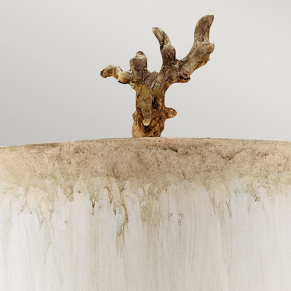 Putty Patina & Silver Leaf Table Lamp with Hand-Painted Trellis Design