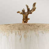 Putty Patina & Silver Leaf Table Lamp with Hand-Painted Trellis Design