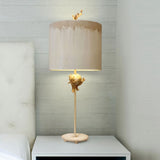 Putty Patina & Silver Leaf Table Lamp with Hand-Painted Trellis Design