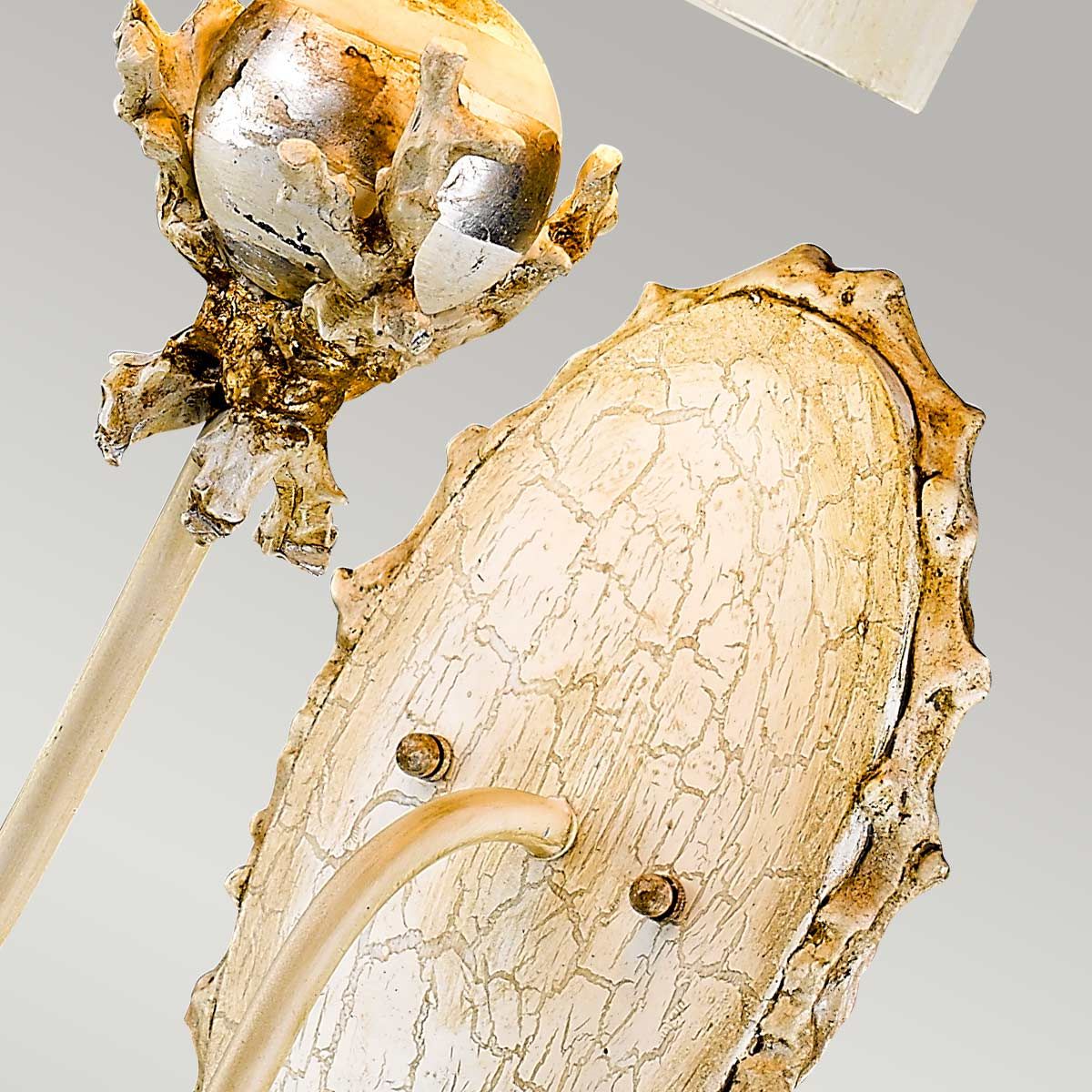 Elegant Twisted Branch Wall Light in Putty Patina & Silver