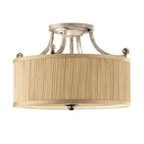 Elegant Semi-Flush Chandelier with Mushroom Pleated Shade in Brushed Silver Sand Finish