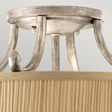 Elegant Semi-Flush Chandelier with Mushroom Pleated Shade in Brushed Silver Sand Finish