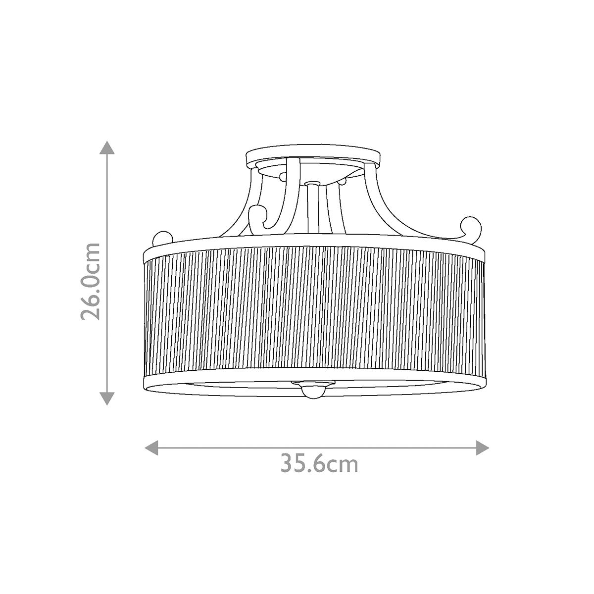 Elegant Semi-Flush Chandelier with Mushroom Pleated Shade in Brushed Silver Sand Finish
