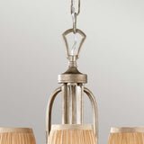 Exquisite Abbey Triple Chandelier in Hand-Brushed Ivory Silver Sand with Pleated Mushroom Shades