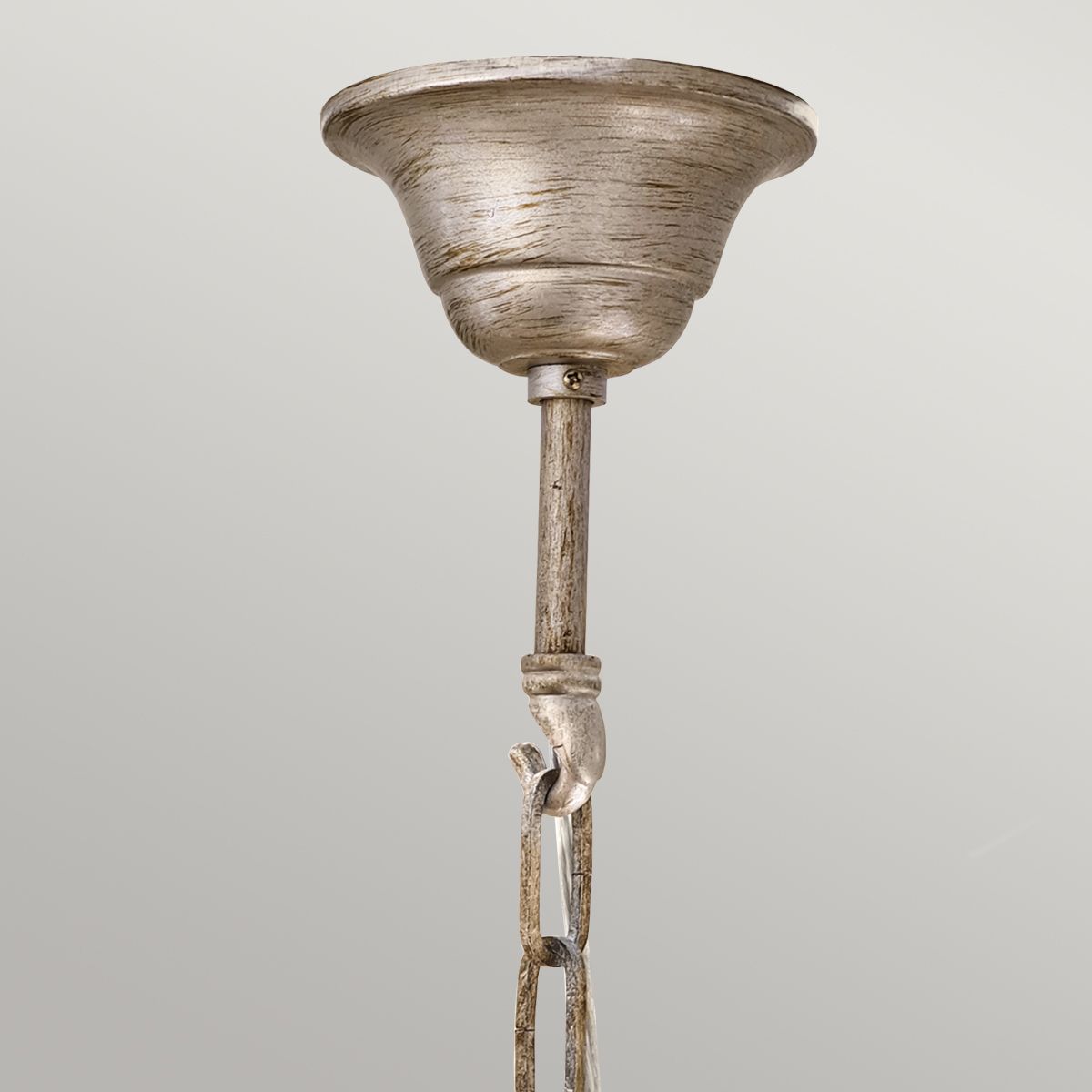 Exquisite Abbey Triple Chandelier in Hand-Brushed Ivory Silver Sand with Pleated Mushroom Shades