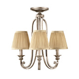 Exquisite Abbey Triple Chandelier in Hand-Brushed Ivory Silver Sand with Pleated Mushroom Shades