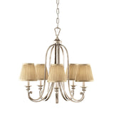 Elegant Abbey Chandelier with Ivory Silver Sand Finish and Pleated Sconce Shades