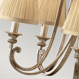 Elegant Abbey Chandelier with Ivory Silver Sand Finish and Pleated Sconce Shades