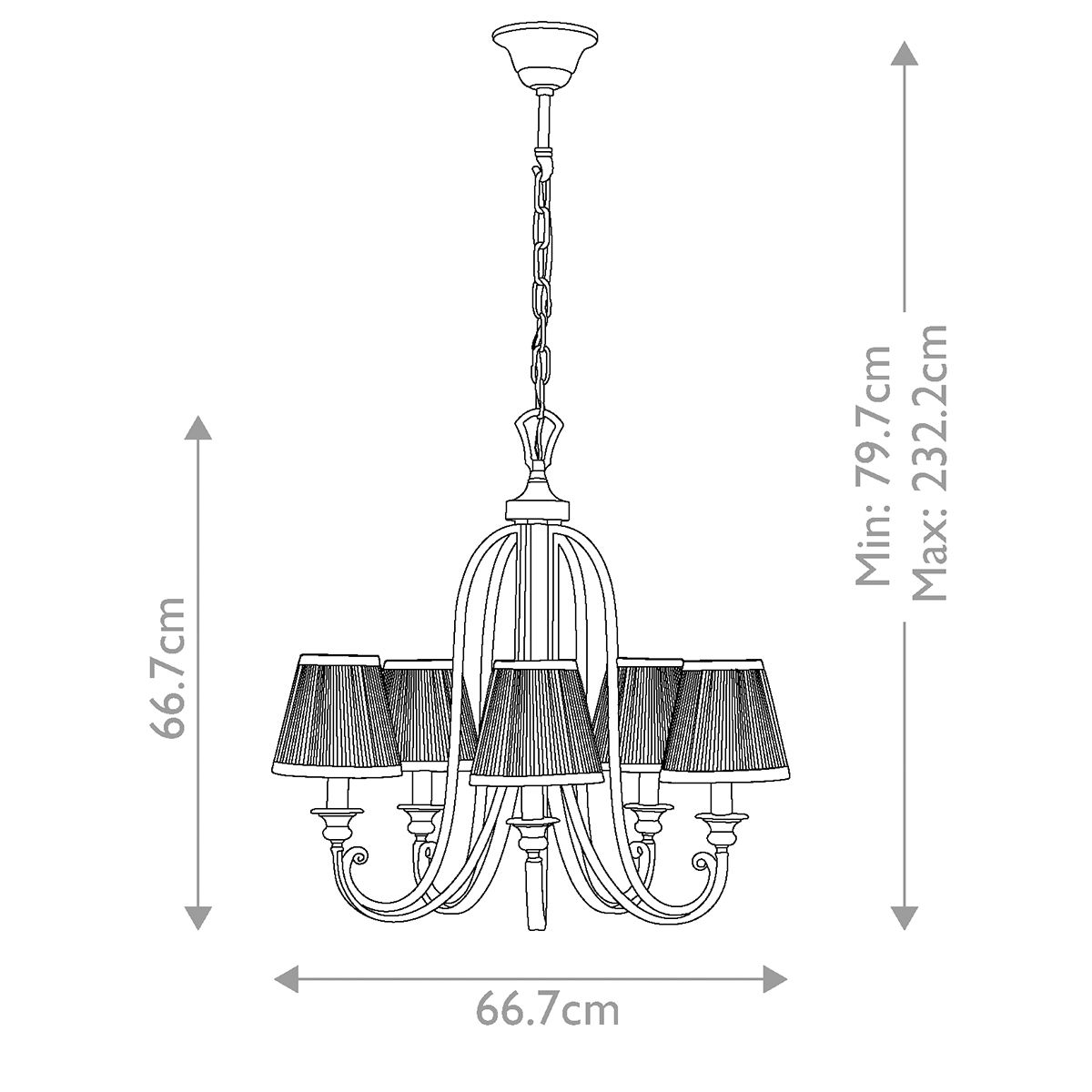 Elegant Abbey Chandelier with Ivory Silver Sand Finish and Pleated Sconce Shades