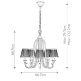 Elegant Abbey Chandelier with Ivory Silver Sand Finish and Pleated Sconce Shades