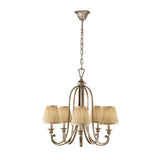 Elegant Abbey Chandelier with Ivory Silver Sand Finish and Pleated Sconce Shades