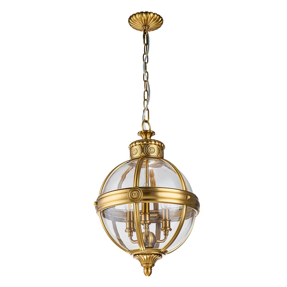 Adams Victorian-Inspired 3-Light Pendant Chandelier - Burnished Brass