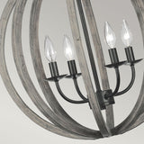 Rustic Elegance: Weathered Wood and Iron Globe Chandelier