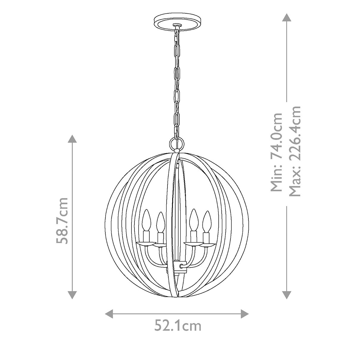 Rustic Elegance: Weathered Wood and Iron Globe Chandelier