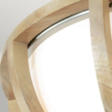 Allier Modern Rustic Flush Mount Light in Light Wood and Brushed Steel