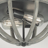 Weathered Oak and Iron Rustic Flush Ceiling Light