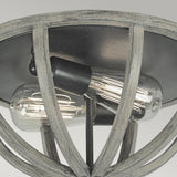 Weathered Oak and Iron Rustic Flush Ceiling Light